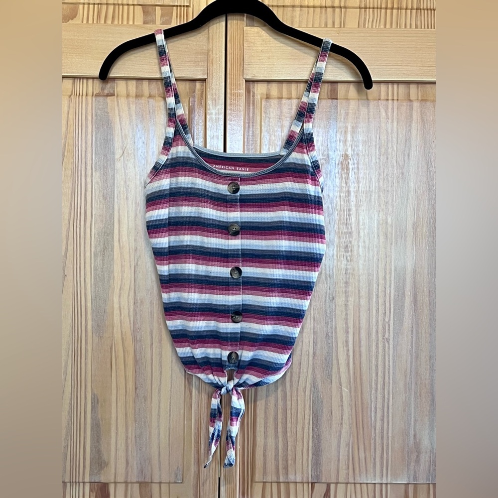 American Eagle striped tank top with buttons size small